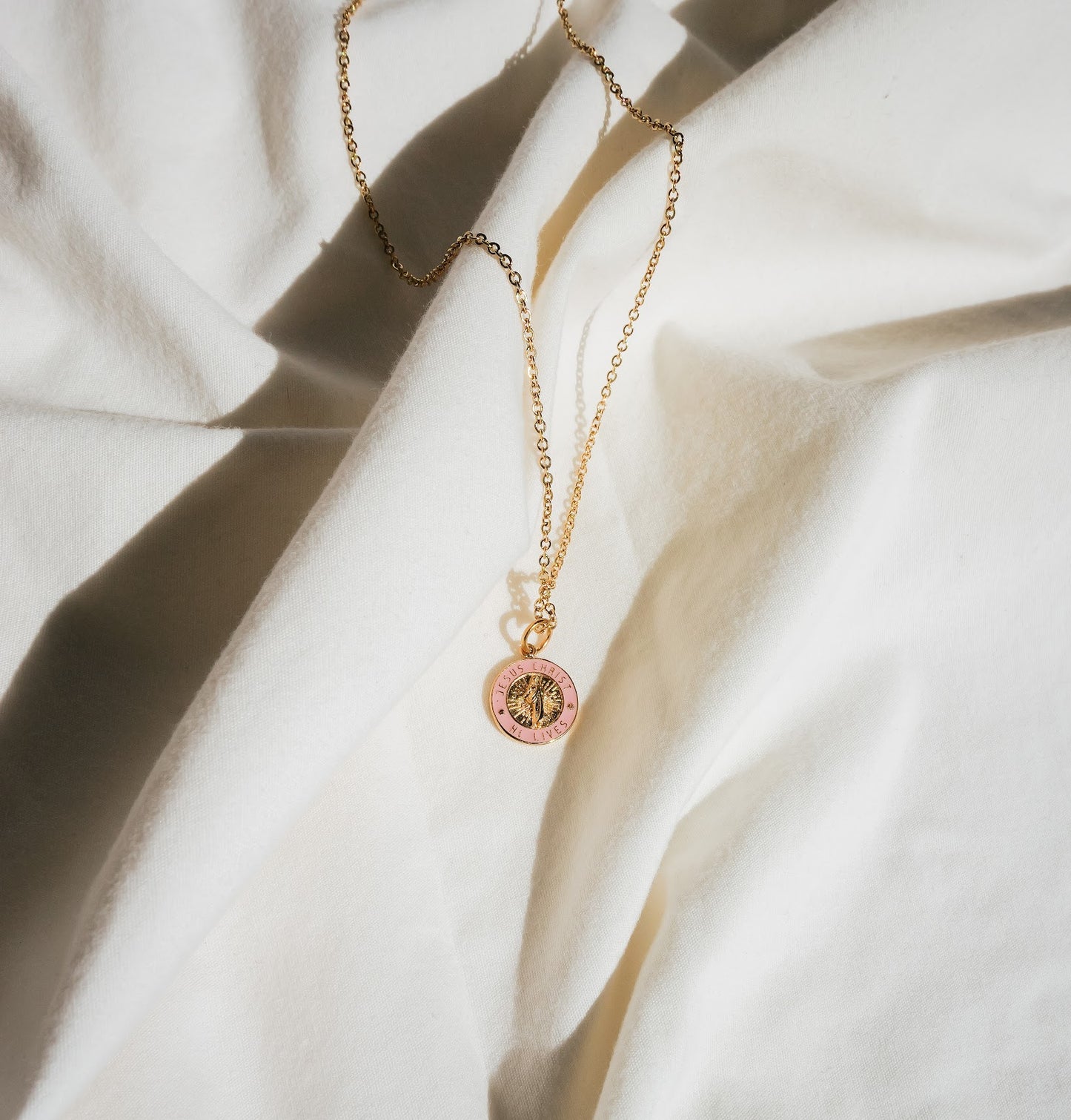 He Lives Necklace – "Jesus Christ, He Lives" Pendant  (13mm)