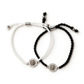 Black and white cord He Lives bracelets with 11mm pendants
