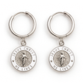 Silver and white Jesus Christ He Lives hoop earrings