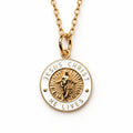 Jesus Christ He Lives small pendant necklace, gold and white