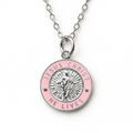 Jesus Christ He Lives small pendant necklace, silver and pink