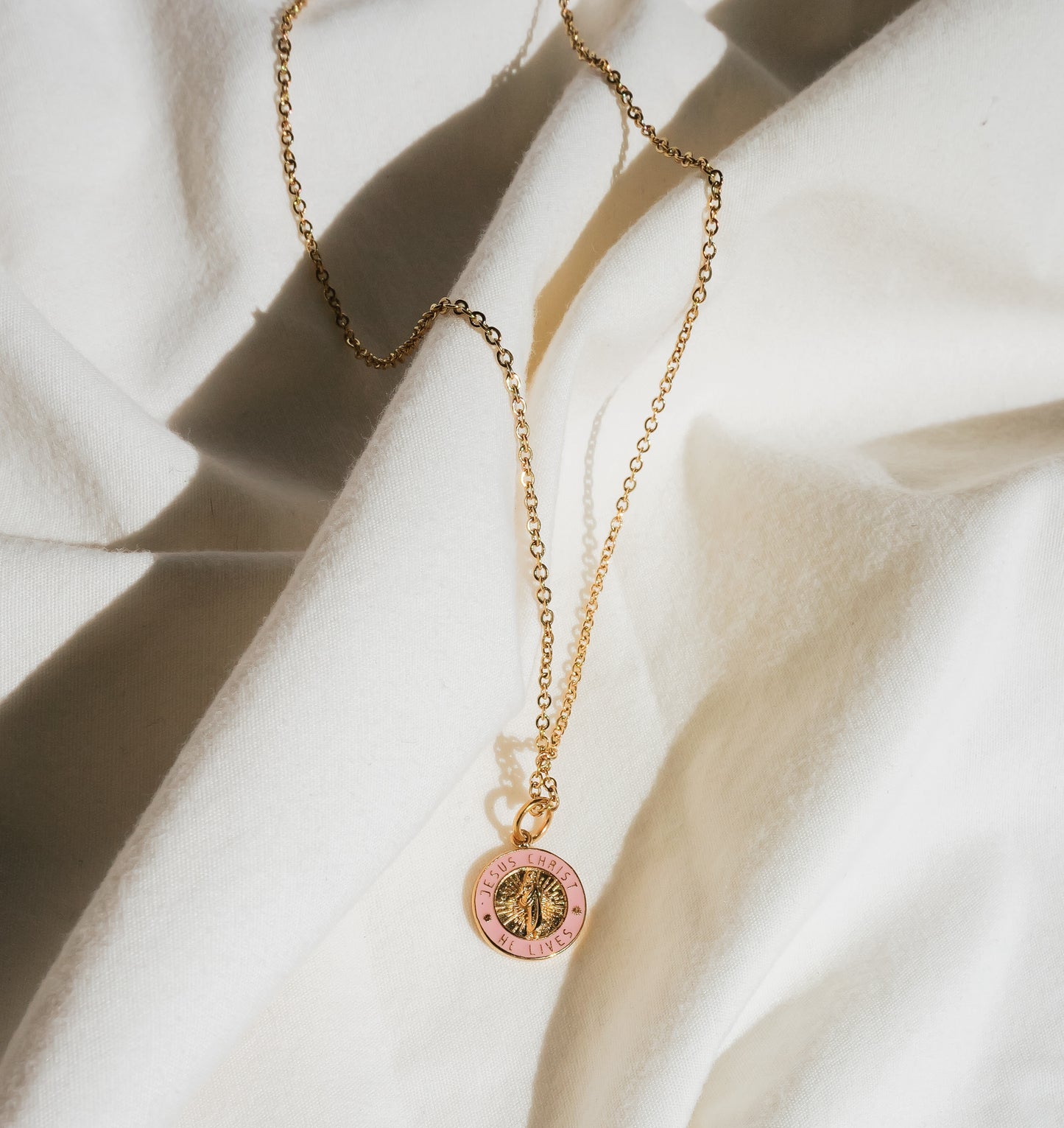 He Lives Necklace – "Jesus Christ, He Lives" Pendant  (13mm)