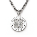 Silver Jesus Christ He Lives language necklace in Portuguese on premium chain